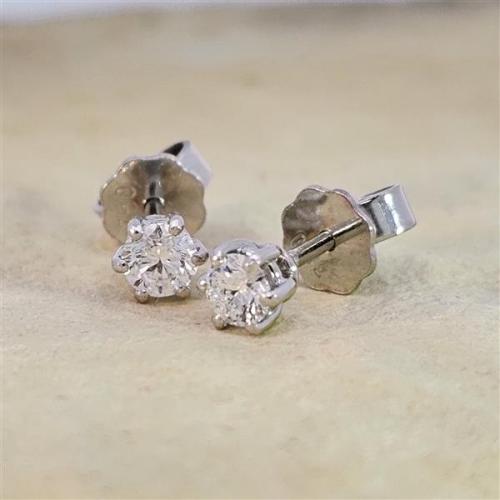 Luxus Diamant Ohrstecker 750 Gold (IF/F) - Weißgold, 6 Krappen, 0,42 ct - lupenrein, echter Brillantschmuck