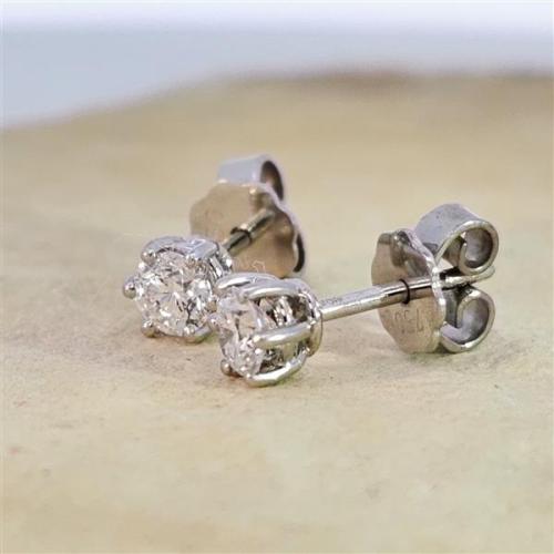 Luxus Diamant Ohrstecker 750 Gold (IF/F) - Weißgold, 6 Krappen, 0,50 ct - lupenrein, echter Brillantschmuck