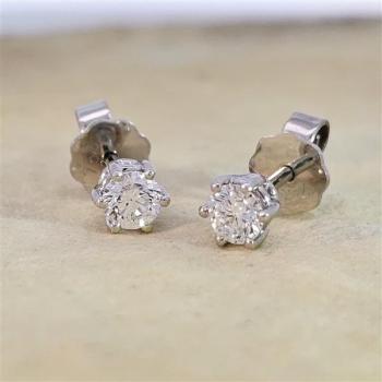 Brillant Diamant Ohrstecker Paar 750/- Weißgold 18 Karat Gold 0,50 Karat G/VS
