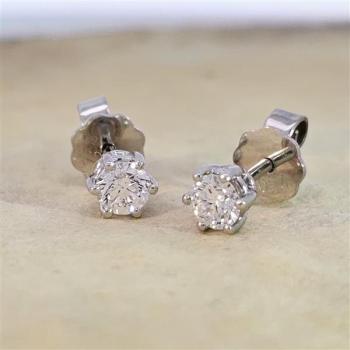 Brillant Diamant Ohrstecker Paar 750/- Weißgold 18 Karat Gold 0,50 Karat G/VS