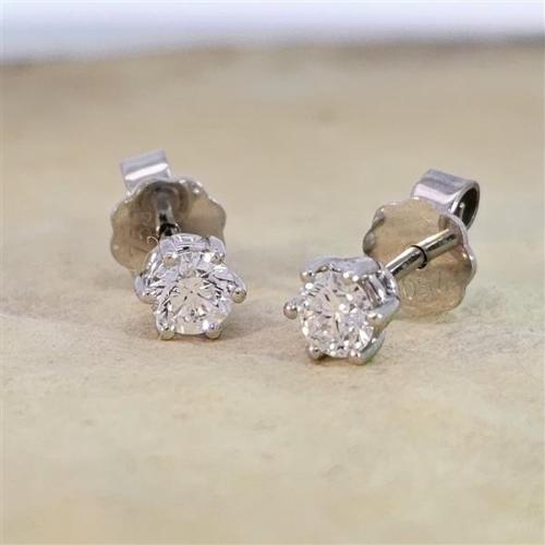 Luxus Diamant Ohrstecker 750 Gold (IF/F) - Weißgold, 6 Krappen, 0,50 ct - lupenrein, echter Brillantschmuck