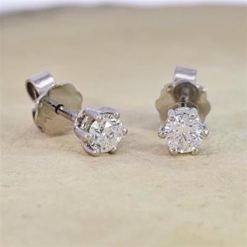 Brillant Diamant Ohrstecker Paar 750/- Weißgold 18 Karat Gold 0,50 Karat G/VS