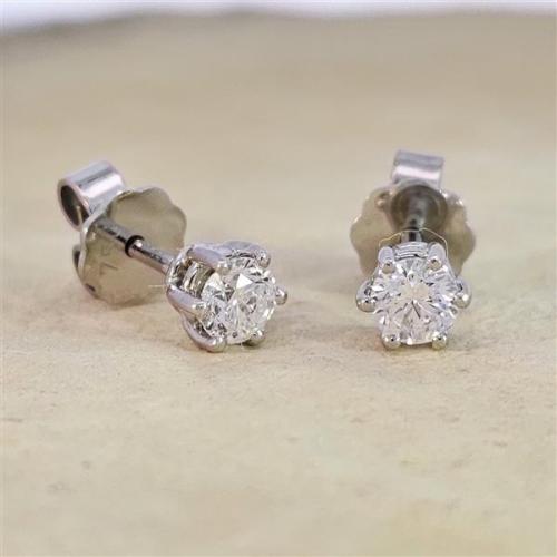 Luxus Diamant Ohrstecker 750 Gold (IF/F) - Weißgold, 6 Krappen, 0,50 ct - lupenrein, echter Brillantschmuck