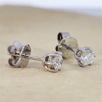 Brillant Diamant Ohrstecker Paar 750/- Weißgold 18 Karat Gold 0,50 Karat G/VS