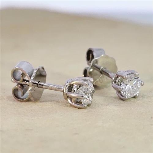 Luxus Diamant Ohrstecker 750 Gold (IF/F) - Weißgold, 6 Krappen, 0,50 ct - lupenrein, echter Brillantschmuck