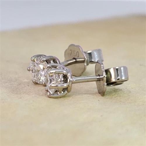 Luxus Diamant Ohrstecker 750 Gold (IF/F) - Weißgold, 6 Krappen, 0,60 ct - lupenrein, echter Brillantschmuck