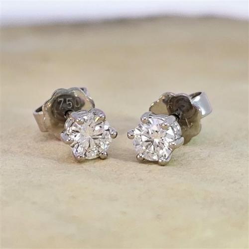 Luxus Diamant Ohrstecker 750 Gold (IF/F) - Weißgold, 6 Krappen, 0,60 ct - lupenrein, echter Brillantschmuck