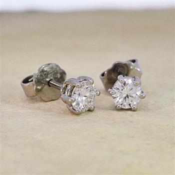 Brillant Diamant Ohrstecker Paar 750/- Weißgold 18 Karat Gold 0,60 Karat G/VS