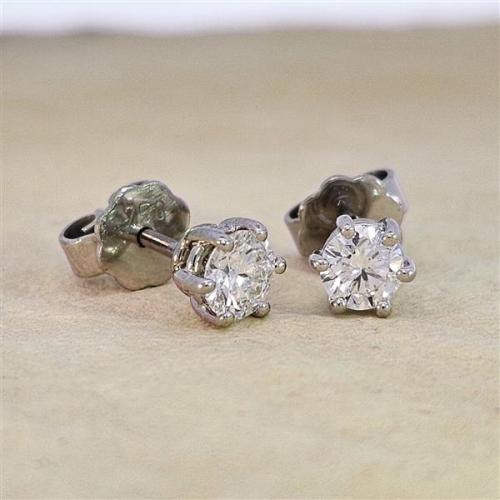 Luxus Diamant Ohrstecker 750 Gold (IF/F) - Weißgold, 6 Krappen, 0,60 ct - lupenrein, echter Brillantschmuck