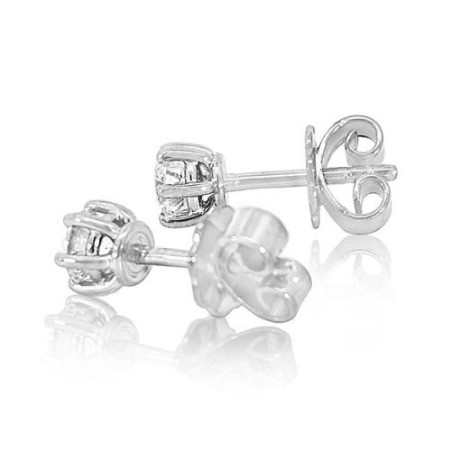 Preview: Luxus Diamant Ohrstecker 750 Gold (IF/F) - Weißgold, 6 Krappen, 0,60 ct - lupenrein, echter Brillantschmuck