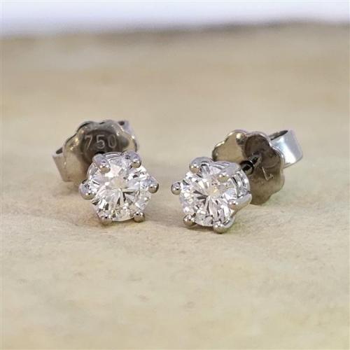 Luxus Diamant Ohrstecker 750 Gold (IF/F) - Weißgold, 6 Krappen, 0,60 ct - lupenrein, echter Brillantschmuck