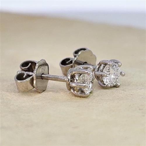 Luxus Diamant Ohrstecker 750 Gold (IF/F) - Weißgold, 6 Krappen, 0,60 ct - lupenrein, echter Brillantschmuck