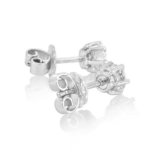 Preview: Luxus Diamant Ohrstecker 750 Gold (IF/F) - Weißgold, 6 Krappen, 0,70 ct - lupenrein, echter Brillantschmuck