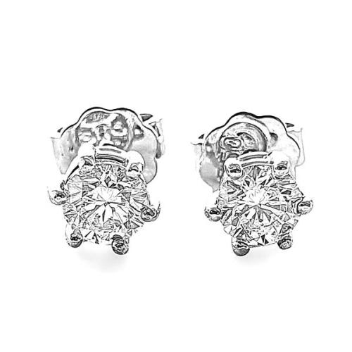 Luxus Diamant Ohrstecker 750 Gold (IF/F) - Weißgold, 6 Krappen, 0,70 ct - lupenrein, echter Brillantschmuck