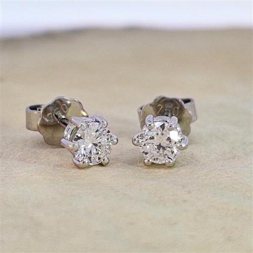 Luxus Diamant Ohrstecker 750 Gold (IF/F) - Weißgold, 6 Krappen, 0,70 ct - lupenrein, echter Brillantschmuck