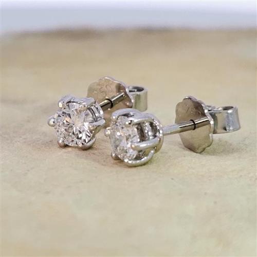 Luxus Diamant Ohrstecker 750 Gold (IF/F) - Weißgold, 6 Krappen, 0,70 ct - lupenrein, echter Brillantschmuck