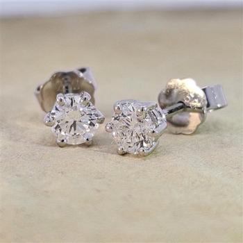 Brillant Diamant Ohrstecker Paar 750/- Weißgold 18 Karat Gold 0,80 Karat G/VS