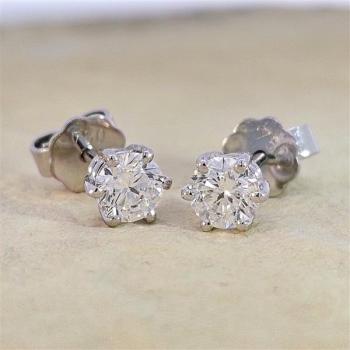 Brillant Diamant Ohrstecker Paar 750/- Weißgold 18 Karat Gold 0,80 Karat G/VS