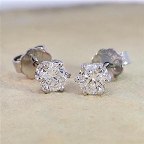 Luxus Diamant Ohrstecker 750 Gold (IF/F) - Weißgold, 6 Krappen, 0,80 ct - lupenrein, echter Brillantschmuck