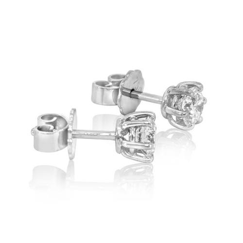 Preview: Luxus Diamant Ohrstecker 750 Gold (IF/F) - Weißgold, 6 Krappen, 0,80 ct - lupenrein, echter Brillantschmuck