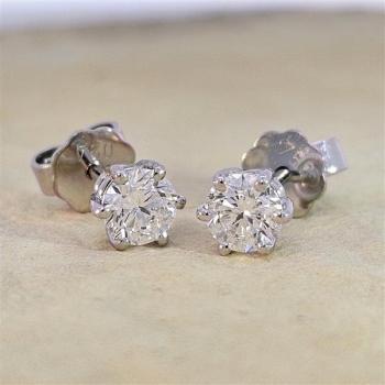 Brillant Diamant Ohrstecker Paar 750/- Weißgold 18 Karat Gold 0,80 Karat G/VS