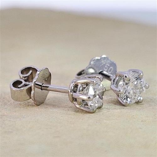 Luxus Diamant Ohrstecker 750 Gold (IF/F) - Weißgold, 6 Krappen, 0,80 ct - lupenrein, echter Brillantschmuck