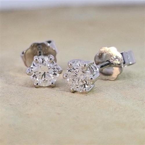 Luxus Diamant Ohrstecker 750 Gold (IF/F) - Weißgold, 6 Krappen, 1,02 ct - lupenrein, echter Brillantschmuck