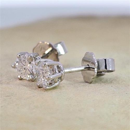 Luxus Diamant Ohrstecker 750 Gold (IF/F) - Weißgold, 6 Krappen, 1,02 ct - lupenrein, echter Brillantschmuck