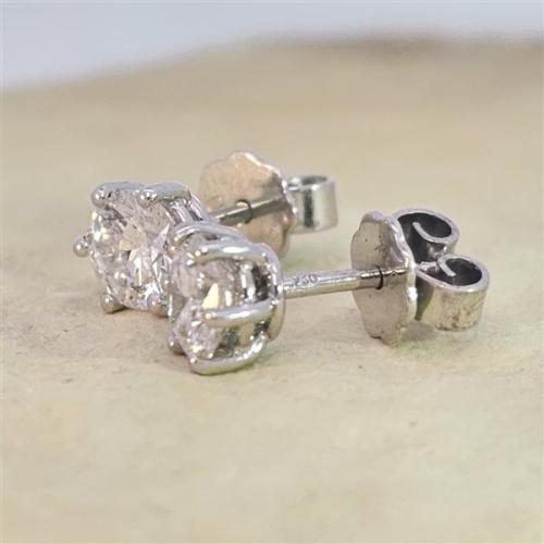 Luxus Diamant Ohrstecker 750 Gold (IF/F) - Weißgold, 6 Krappen, 1,02 ct - lupenrein, echter Brillantschmuck