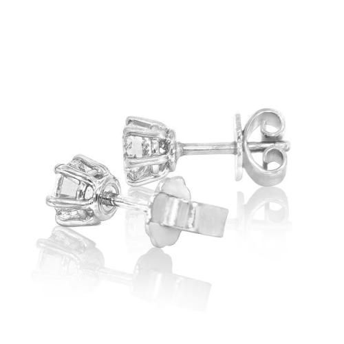 Preview: Luxus Diamant Ohrstecker 750 Gold (IF/F) - Weißgold, 6 Krappen, 1,02 ct - lupenrein, echter Brillantschmuck