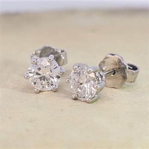 Luxus Diamant Ohrstecker 750 Gold (IF/F) - Weißgold, 6 Krappen, 1,02 ct - lupenrein, echter Brillantschmuck