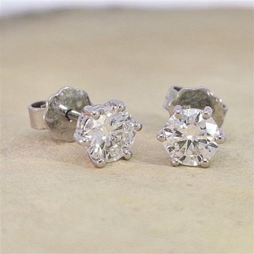 Luxus Diamant Ohrstecker 750 Gold (IF/F) - Weißgold, 6 Krappen, 1,02 ct - lupenrein, echter Brillantschmuck