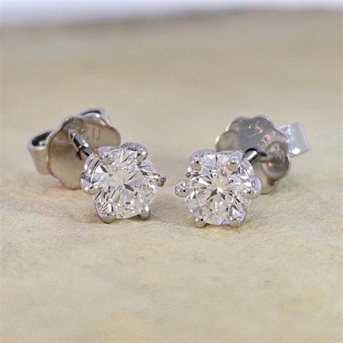 Luxus Diamant Ohrstecker 750 Gold (IF/F) - Weißgold, 6 Krappen, 1,02 ct - lupenrein, echter Brillantschmuck