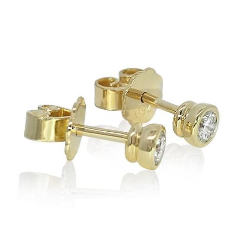 Preview: Diamant Ohrstecker 750 Gold - Gelbgold, Zarge - 2 Brillanten IF/F - Luxus Ohrschmuck Damen