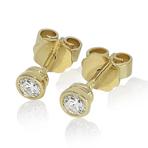 Diamant Ohrstecker 750 Gold - Gelbgold, Zarge, 0,30 ct - 2 Brillanten IF/F - Luxus Ohrschmuck Damen