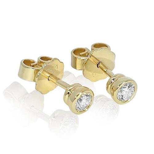 Diamant Ohrstecker 750 Gold - Gelbgold, Zarge, 0,30 ct - 2 Brillanten IF/F - Luxus Ohrschmuck Damen