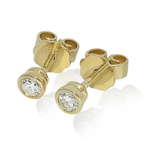 Diamant Ohrstecker 750 Gold - Gelbgold, Zarge - 2 Brillanten IF/F - Luxus Ohrschmuck Damen