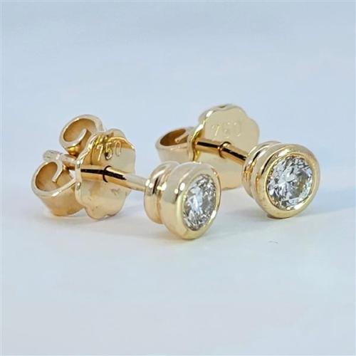 Preview: Diamant Ohrstecker 750 Gold - Gelbgold, Zarge, 0,44 ct - 2 Brillanten IF/F - Luxus Ohrschmuck Damen