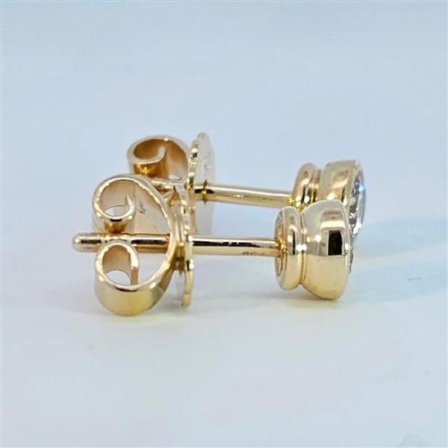 Preview: Diamant Ohrstecker 750 Gold - Gelbgold, Zarge, 0,44 ct - 2 Brillanten IF/F - Luxus Ohrschmuck Damen