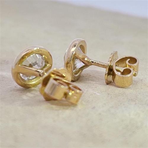 Diamant Ohrstecker 750 Gold - Gelbgold, Zarge, 1,61 ct - 2 Brillanten IF/F - Luxus Ohrschmuck Damen