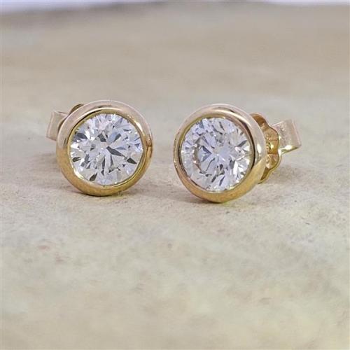 Preview: Diamant Ohrstecker 750 Gold - Gelbgold, Zarge, 1,61 ct - 2 Brillanten IF/F - Luxus Ohrschmuck Damen