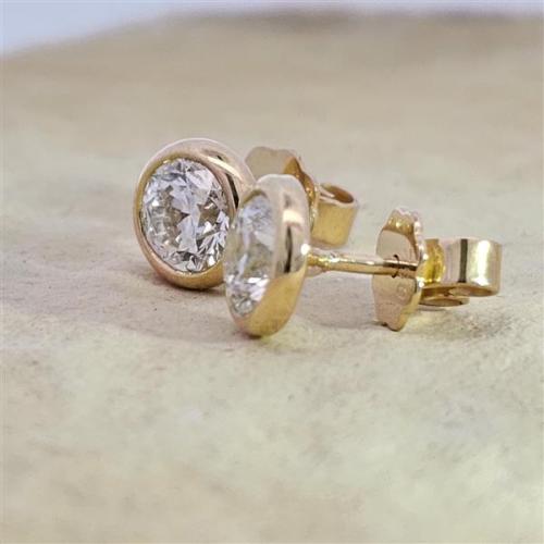 Preview: Diamant Ohrstecker 750 Gold - Gelbgold, Zarge, 1,61 ct - 2 Brillanten IF/F - Luxus Ohrschmuck Damen