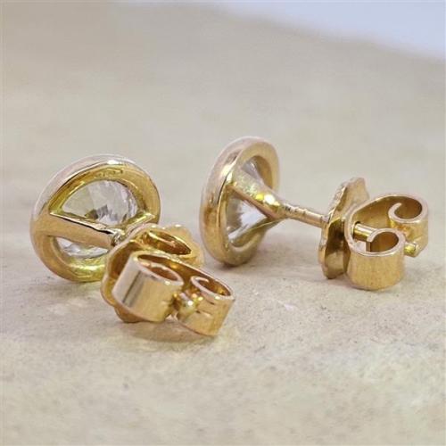 Diamant Ohrstecker 750 Gold - Gelbgold, Zarge, 1,61 ct - 2 Brillanten IF/F - Luxus Ohrschmuck Damen