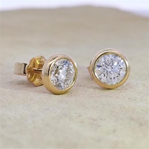 Diamant Ohrstecker 750 Gold - Gelbgold, Zarge, 1,61 ct - 2 Brillanten IF/F - Luxus Ohrschmuck Damen