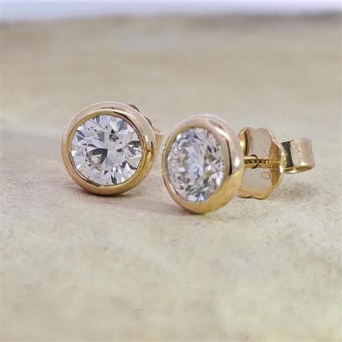 Diamant Ohrstecker 750 Gold - Gelbgold, Zarge, 1,61 ct - 2 Brillanten IF/F - Luxus Ohrschmuck Damen