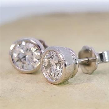 Luxus Diamant Ohrstecker 750 Gold (IF/F) - Weißgold, Zarge, 1,61 ct - lupenrein, echter Brillantschmuck