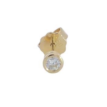 Diamant Ohrstecker 750 Gold - Gelbgold, Single, 0,15 ct - 2 Brillanten IF/F - Luxus Ohrschmuck Damen