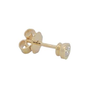Preview: Diamant Ohrstecker 750 Gold - Gelbgold, Single, 0,15 ct - 2 Brillanten IF/F - Luxus Ohrschmuck Damen