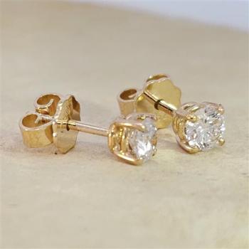 Brillant Diamant Ohrstecker Paar 750/- Gelbgold 18 Karat Gold 0,70 Karat G/VS