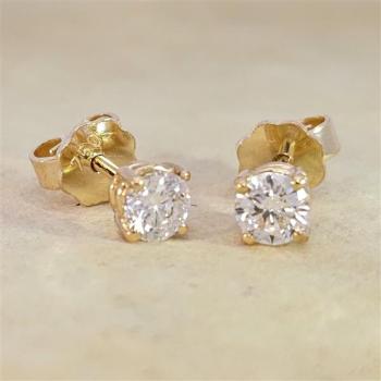 Brillant Diamant Ohrstecker Paar 750/- Gelbgold 18 Karat Gold 0,70 Karat G/VS